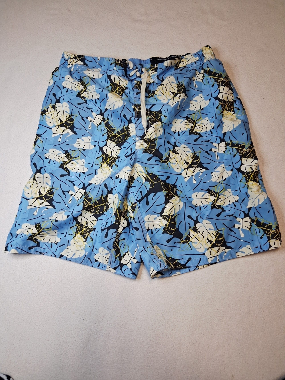 4/20$ Men's Athletic Swim Shorts - Blue Tropical Print